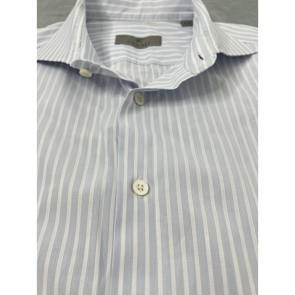 Canali Button Up Shirt Lot Of 2 Mens 41-16 Check Striped Long Sleeve Designer - Picture 7 of 16